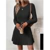 image:imageMakeMeChic Womens Sweater Dress Ribbed Knit Aline Flare Short Dresses Without BeltBlack
