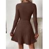 image:imageMakeMeChic Womens Sweater Dress Ribbed Knit Aline Flare Short Dresses Without BeltCoffee Brown