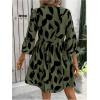 image:imageMakeMeChic Womens Tropical Print Mini Dress Ruffle Half Sleeve V Neck Beach Vacation Short DressesGreen