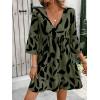 image:imageMakeMeChic Womens Tropical Print Mini Dress Ruffle Half Sleeve V Neck Beach Vacation Short DressesGreen