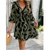 image:imageMakeMeChic Womens Tropical Print Mini Dress Ruffle Half Sleeve V Neck Beach Vacation Short DressesGreen