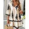 image:imageMakeMeChic Womens Tropical Print Mini Dress Ruffle Half Sleeve V Neck Beach Vacation Short DressesMulticolor