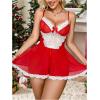 image:imageMakeMeChic Womens Valentines Day Lingerie Sets Mesh Sheer Babydoll Floral Lace Bow Mini DressRed
