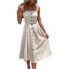image:imageMakeMeChic Womens Summer Cami Dress Button Down A Line Flare Midi Sundress with BeltApricot