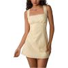 image:imageMakeMeChic Womens Summer Lace Trim Short Tank Dress Sleeveless Wide Strap A Line Mini DressesYellow