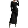 image:imageMakeMeChic Womens Sweater Dress Long Sleeve Tie Back Rib Knit Going Out Maxi DressBlack