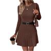 image:imageMakeMeChic Womens Sweater Dress Ribbed Knit Aline Flare Short Dresses Without BeltCoffee Brown