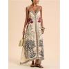 image:imageMakeMeChic Womens Boho Floral Cami Dress V Neck Spaghetti Strap Maxi Dresses SundressMulticolor
