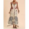 image:imageMakeMeChic Womens Boho Floral Cami Dress V Neck Spaghetti Strap Maxi Dresses SundressMulticolor