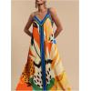 image:imageMakeMeChic Womens Boho Floral Cami Dress V Neck Spaghetti Strap Maxi Dresses SundressMulticolor Floral