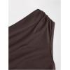image:imageMakeMeChic Womens Fall Mini Dress Sleeveless Ruched A Line Ruffle Asymmetrical DressesCoffee