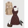 image:imageMakeMeChic Womens Polka Dots Halter Mini Dress Y2k Mesh Spaghetti Strap Party Going Out Dresses with ScarfBrown