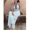 image:imageMakeMeChic Womens Summer Halter Maxi Dress Sleeveless Backless Cut Out Knitted Long DressesWhite