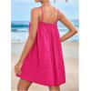 image:imageWomens Sleeveless Summer Cami Dress Ruffle Shirred Mini DressesHot Pink