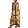 image:imageMakeMeChic Womens Boho Floral Cami Dress V Neck Spaghetti Strap Maxi Dresses SundressMulticolor Floral