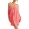 image:imageMakeMeChic Womens Lace Trim Sheer Lingerie Dress Chain Strap Long Sleeve Slip Mini NightgownPink