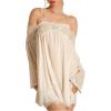 image:imageMakeMeChic Womens Lace Trim Sheer Lingerie Dress Chain Strap Long Sleeve Slip Mini NightgownWhite