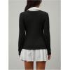image:imageMakeMeChic Womens 2 in 1 Shirt Dress Long Sleeve Collared Pleated Knit Mini Dresses Black Medium