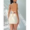 image:imageMakeMeChic Womens Bodycon Halter Mini Dress Textured Cut Out Summer Short DressesApricot