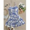 image:imageMakeMeChic Womens Cami Dress Spaghetti Strap Ruffle Hem A Line Flare Mini Dresses