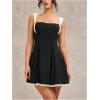 image:imageMakeMeChic Womens Color Block A Line Mini Dress Lace Trim Tie Open Back Y2K Summer Tank DressesBlack and White