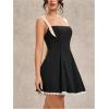 image:imageMakeMeChic Womens Color Block A Line Mini Dress Lace Trim Tie Open Back Y2K Summer Tank DressesBlack and White