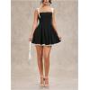 image:imageMakeMeChic Womens Color Block A Line Mini Dress Lace Trim Tie Open Back Y2K Summer Tank DressesBlack and White