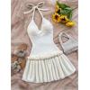 image:imageMakeMeChic Womens Halter Sweater Dress Tie Open Back Sleeveless Ruffle Y2k Knitted Mini DressesBeige