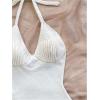 image:imageMakeMeChic Womens Halter Sweater Dress Tie Open Back Sleeveless Ruffle Y2k Knitted Mini DressesBeige