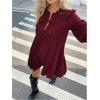 image:imageMakeMeChic Womens Lantern Sleeve Mini Dress Tie Front Pleated Smock Short DressesBurgundy