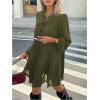 image:imageMakeMeChic Womens Lantern Sleeve Mini Dress Tie Front Pleated Smock Short DressesGreen