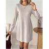 image:imageMakeMeChic Womens Long Sleeve Tshirt Dress Crew Neck Rib Knit Short Dresses