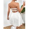 image:imageMakeMeChic Womens Ruched Twist Bandeau Short Dress Cut Out A Line Summer DressesWhite