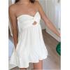 image:imageMakeMeChic Womens Ruched Twist Bandeau Short Dress Cut Out A Line Summer DressesWhite