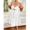 image:imageMakeMeChic Womens Ruched Twist Bandeau Short Dress Cut Out A Line Summer DressesWhite