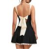 image:imageMakeMeChic Womens Color Block A Line Mini Dress Lace Trim Tie Open Back Y2K Summer Tank DressesBlack and White