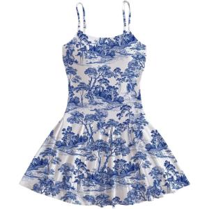 image:imageMakeMeChic Womens Cami Dress Spaghetti Strap Ruffle Hem A Line Flare Mini Dresses