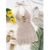 image:imageMakeMeChic Womens Bathing Suit Beach Cover Ups Knit Cut Out Halter Mini DressApricot