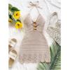 image:imageMakeMeChic Womens Bathing Suit Beach Cover Ups Knit Cut Out Halter Mini DressApricot