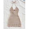 image:imageMakeMeChic Womens Bathing Suit Beach Cover Ups Knit Cut Out Halter Mini DressApricot