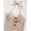 image:imageMakeMeChic Womens Bathing Suit Beach Cover Ups Knit Cut Out Halter Mini DressApricot