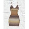 image:imageMakeMeChic Womens Boho Vacation Crochet Mini Dress Ombre Sleeveless Bodycon Knit Cami DressesMulticolor
