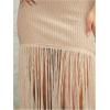 image:imageMakeMeChic Womens Crochet Strapless Tube Dress Backless Fringe Bodycon Cocktail Maxi DressesApricot