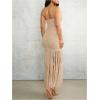 image:imageMakeMeChic Womens Crochet Strapless Tube Dress Backless Fringe Bodycon Cocktail Maxi DressesApricot