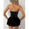 image:imageMakeMeChic Womens Lace Mini Dress Tube Corset Ruffle Tiered NYE Party Cocktail Night Out DressesBlack