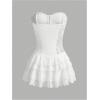 image:imageMakeMeChic Womens Lace Mini Dress Tube Corset Ruffle Tiered NYE Party Cocktail Night Out DressesWhite