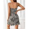 image:imageMakeMeChic Womens Zebra Print Striped Spaghetti Strap Cami Dress Ruffle Sleeveless Mini DressesMulticolor