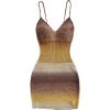 image:imageMakeMeChic Womens Boho Vacation Crochet Mini Dress Ombre Sleeveless Bodycon Knit Cami DressesMulticolor