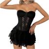 image:imageMakeMeChic Womens Lace Mini Dress Tube Corset Ruffle Tiered NYE Party Cocktail Night Out DressesBlack