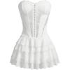 image:imageMakeMeChic Womens Lace Mini Dress Tube Corset Ruffle Tiered NYE Party Cocktail Night Out DressesWhite